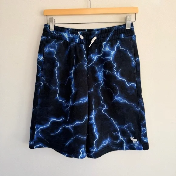 Abercrombie Kids Blue Lightning Pattern Shorts Soft and comfy Boys Size 15/16 - Picture 3 of 8